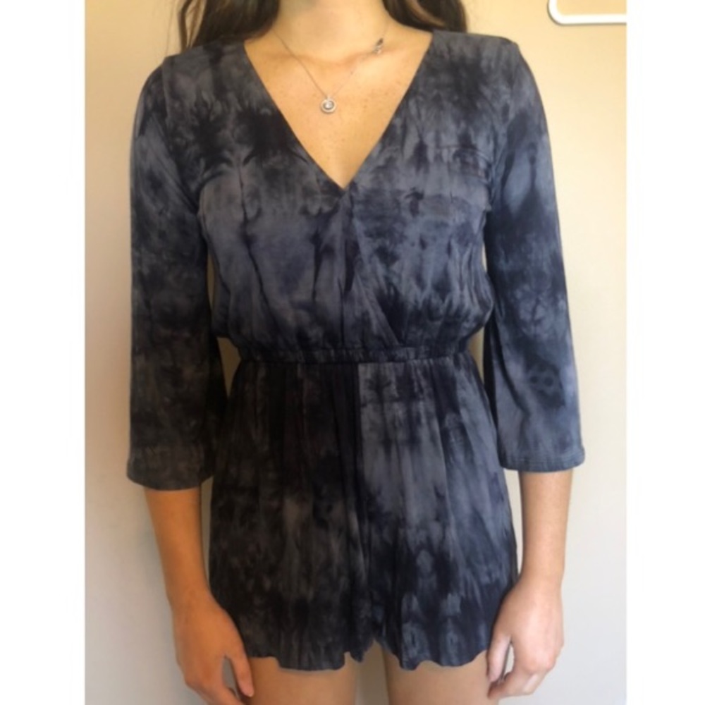 Tie dye low cut romper